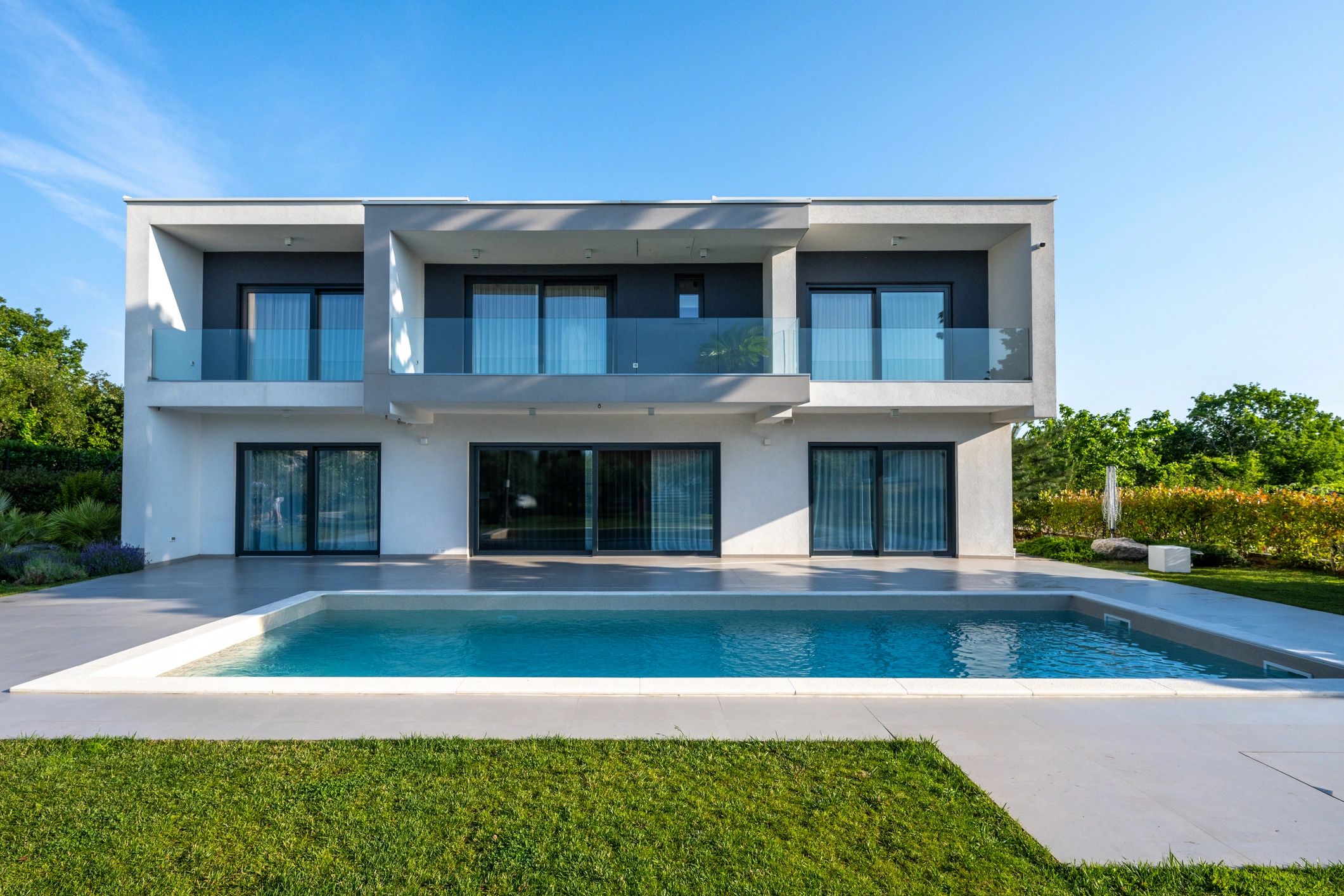 Luxury modern house exterior front view